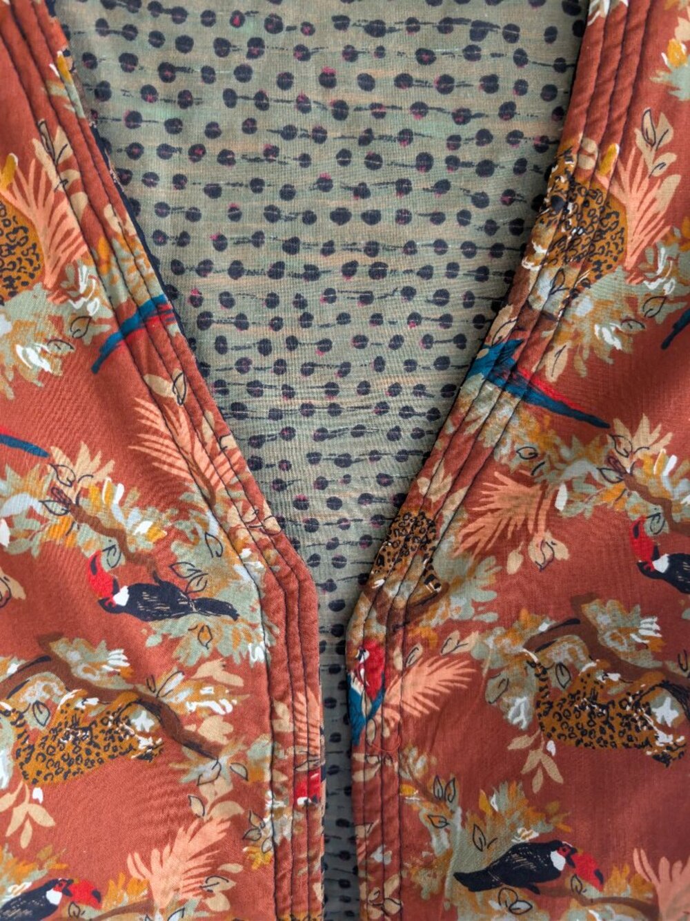 Handcrafted Upcycled Burlap Reversible Vest - Picture 10 of 11